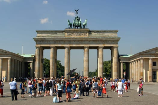 Tourists in front of the Brandenburg Gate
