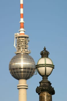 Berlin - TV tower and street lamp