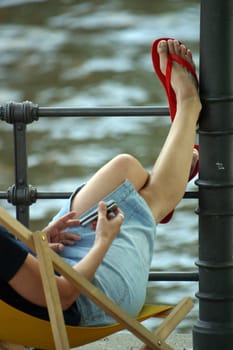 red flip-flops on the Spree