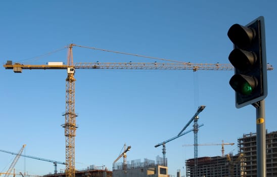 Construction industry - traffic light on green