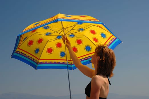 Umbrella is stretched