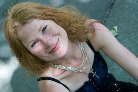 red-haired woman over 40