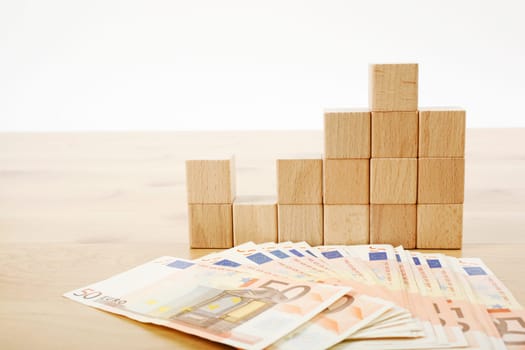 Column model made of wooden blocks