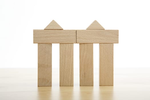 Column model made of wooden blocks