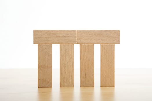 Column model made of wooden blocks