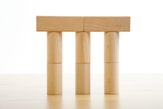 Column model made of wooden blocks