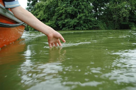Hand in the water