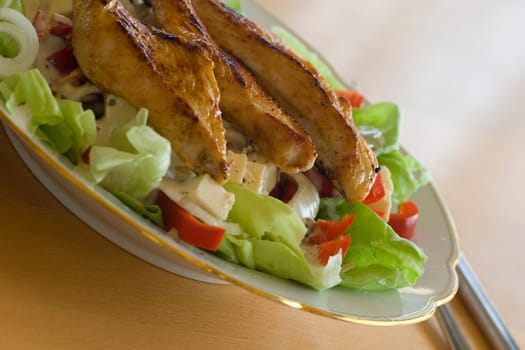 Salad plate with turkey strips