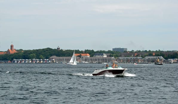Sports boat in the port of Flensburg