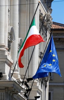 European and Italian flag