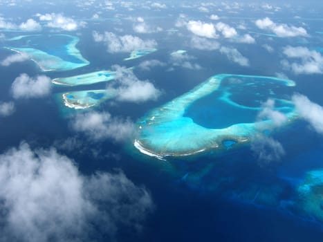 View of nascent islands of the Maldives.
