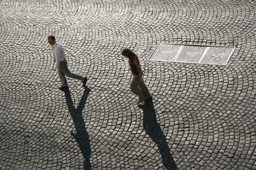 Man and woman,separated,street