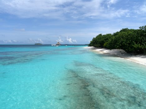 Beach and water of the Maldives - Reethi Beach in Baa Atoll.