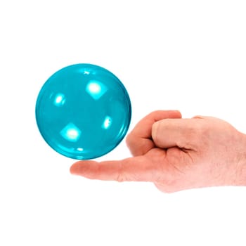 Soap bubble on fingertip