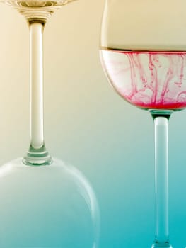 Two red wine glasses in portrait format