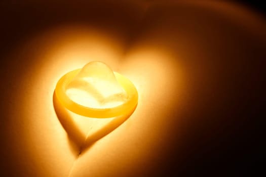 Condom with heart