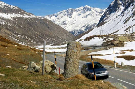 Roman columns at the Julier Pass,Switzerland
