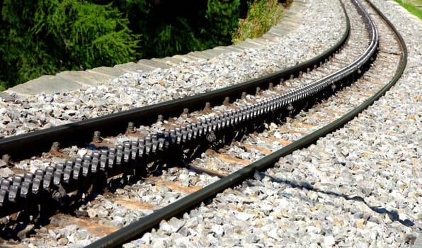 Rails of a rack railway