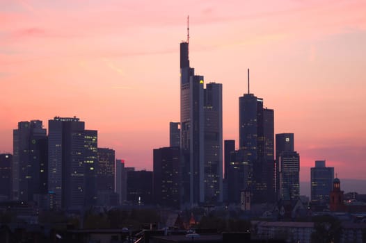 Skyline Frankfurt at dusk