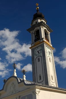 Church tower Samedan Switzerland