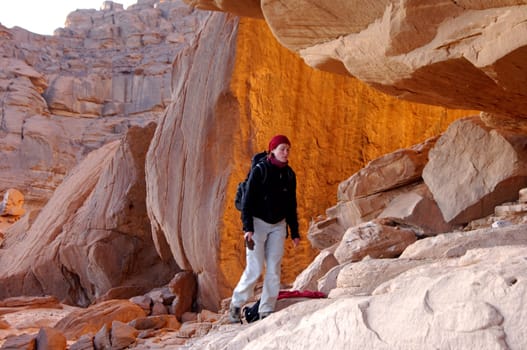 Trekking in the Akakus Mountains,Libya