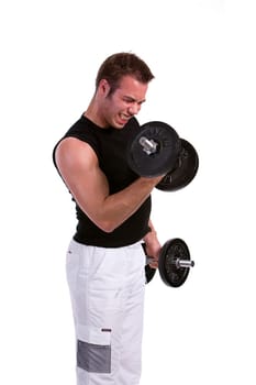 Man doing dumbbell training