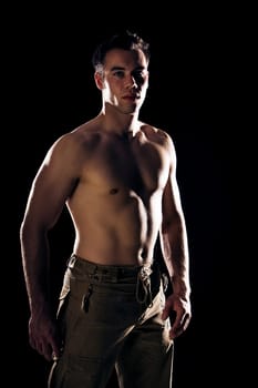 Bare-chested man