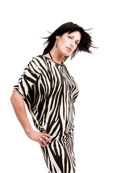 Woman with dress in zebra design