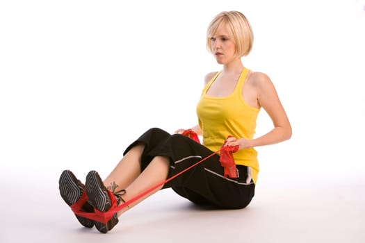 Woman exercising with ribbon