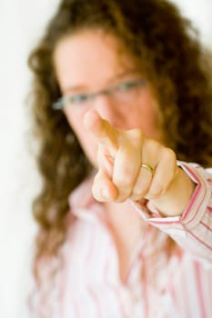Woman pointing finger