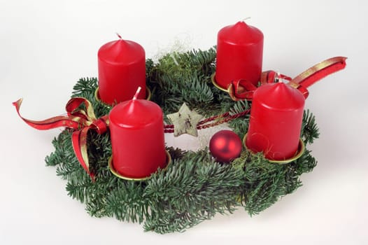 Advent wreath,four red candles