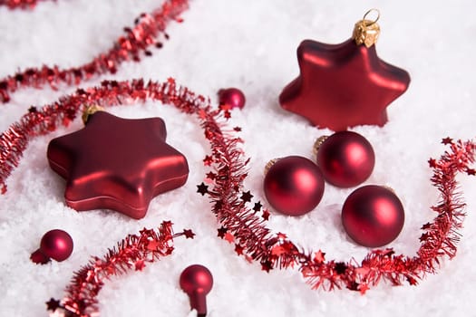 Christmas decorations in the snow