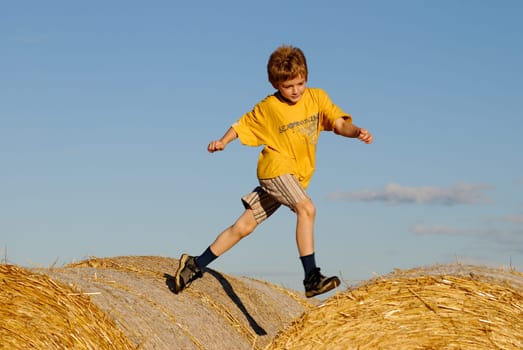 Run over the hay bales