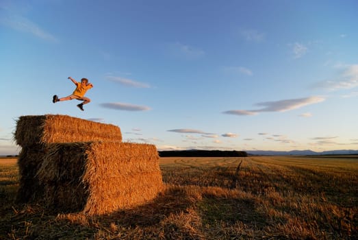 Tom on the straw bale hill