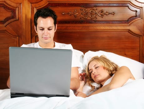 Young couple in bed