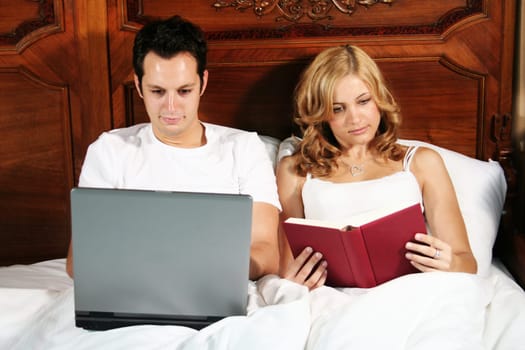 Working and reading in bed