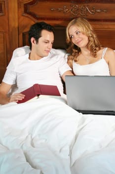 Working and reading in bed