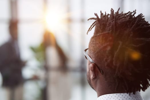 Silhouette portrait of man with his back looking away