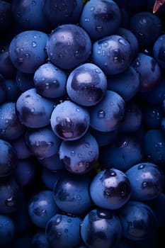 closeup view of blue grapes, highly detailed. Neural network generated in May 2023. Not based on any actual scene or pattern.