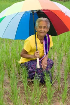Old woman with umbrella