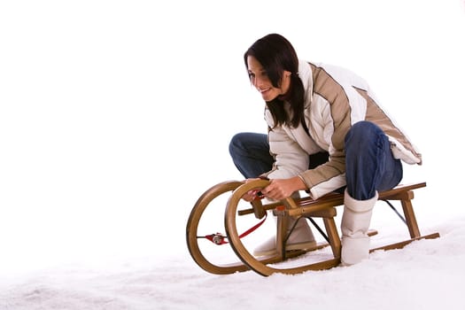 Woman makes sleigh ride