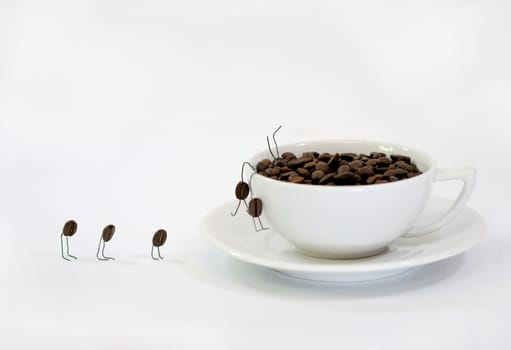 coffee beans on work