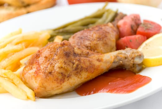 chicken leg with french fries karto