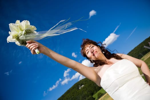Bridal bouquet holding