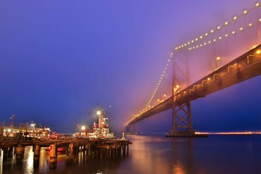 San Francisco Oakland Bridge in the Fog