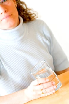 Woman with water glass