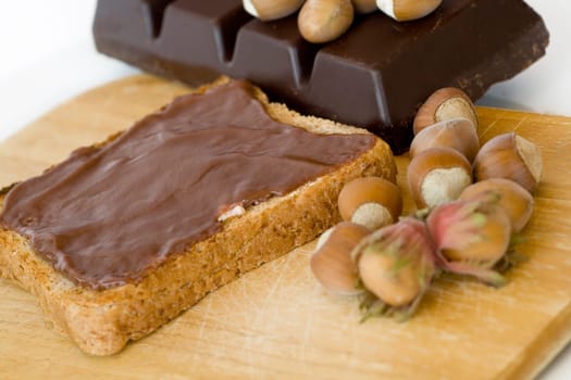 Toast with nut nougat cream