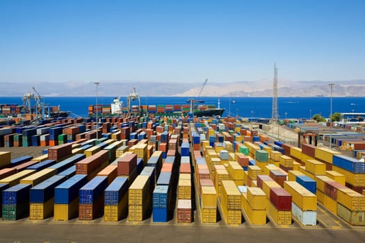 Panoramic view of containters