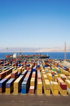 Panoramic view of containters in