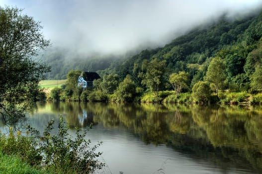 The Saar in the morning mist